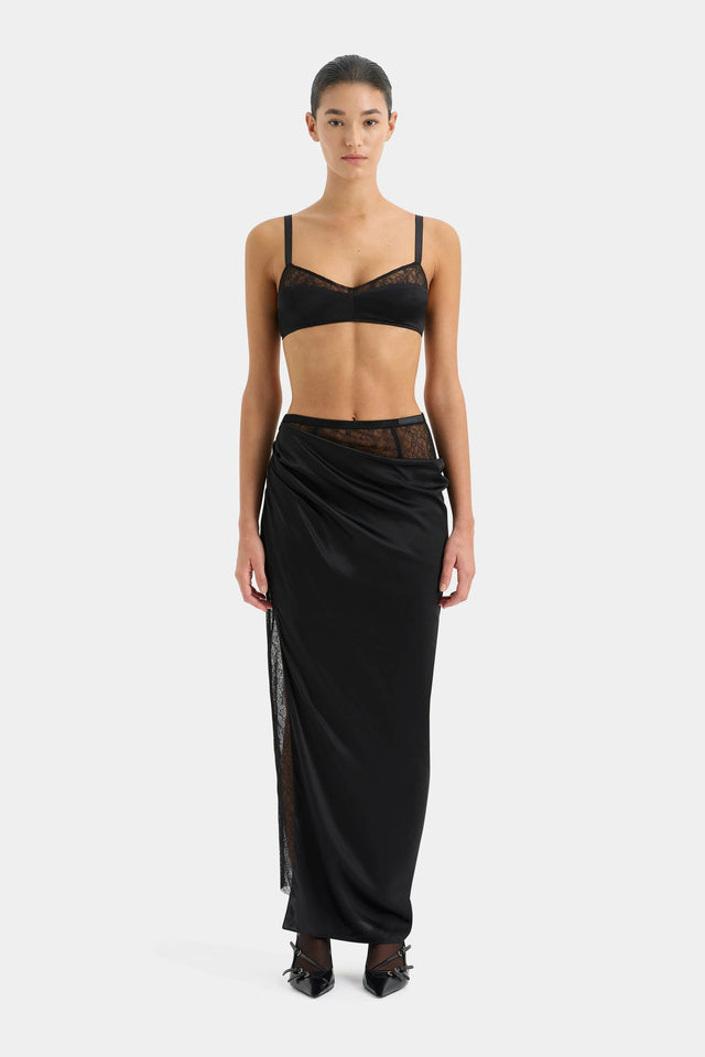 Sir the Label Dunya Draped Skirt & Bralette Set Black Size 0/ AU 6 - 6 / Black - Outfit Sets
