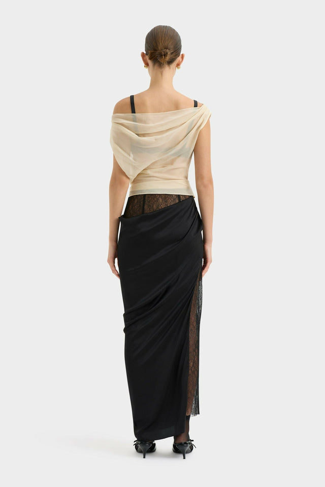 Sir The Label Dunya Skirt Bralette and Drape Cowl Top Set - 6 / Black - Outfit Sets