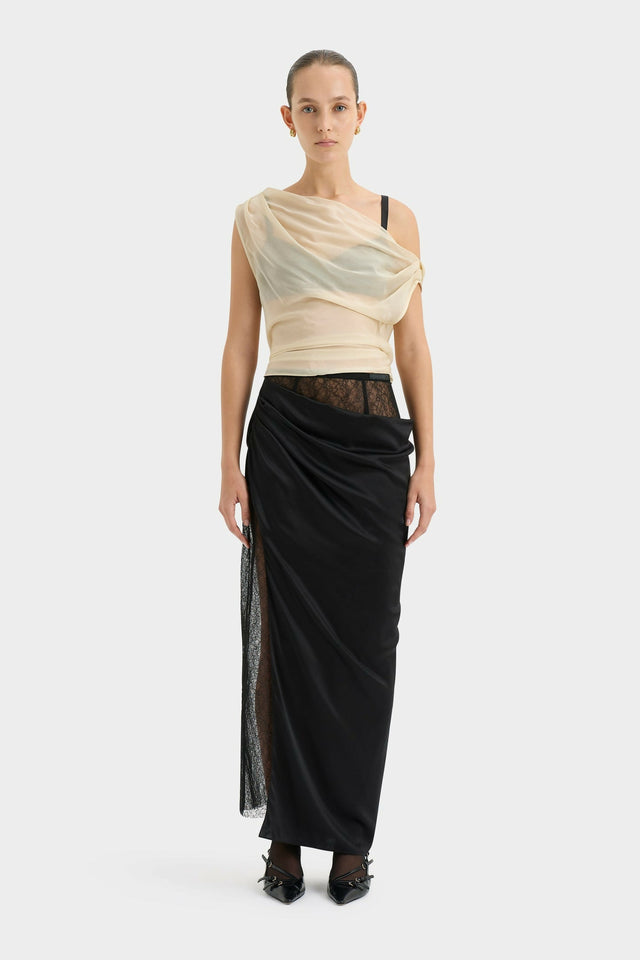 Sir The Label Dunya Skirt Bralette and Drape Cowl Top Set - 6 / Black - Outfit Sets