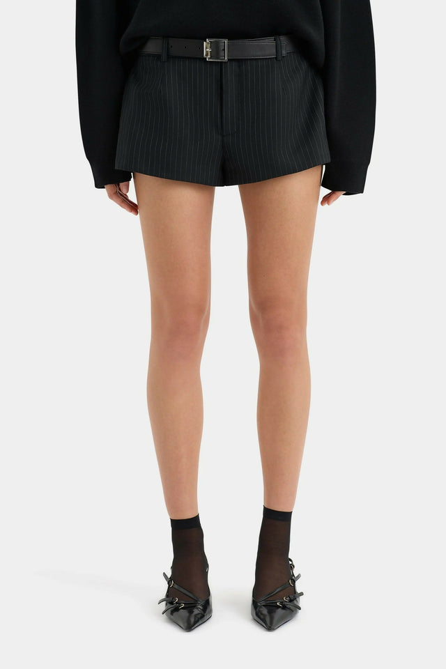 Sir The Label Edie Ruched Sleeve Shirt and Mini Short in Pinstripe - Outfit Sets