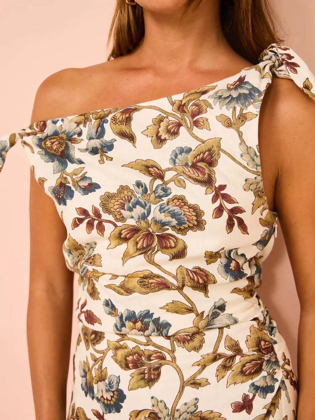 Sir The Label Eleanora Tie Midi Dress Size 10 - 10 / Print - Dresses