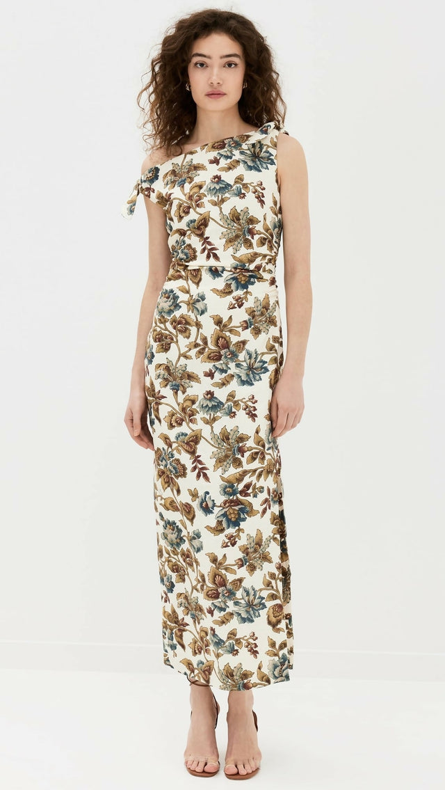 Sir The Label Eleanora Tie Shoulder Dress Viola Print - 10 / Print - Dresses