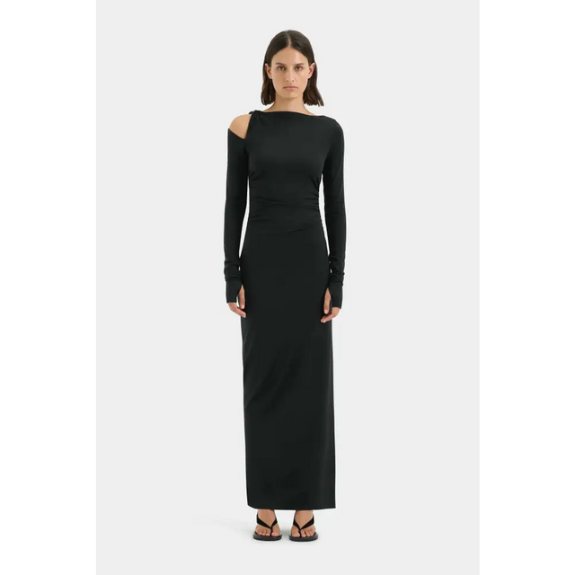 Sir The Label Elm Long Sleeve Midi Dress in Black Size - Dresses