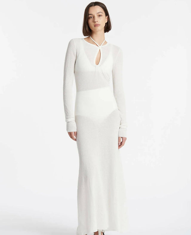 Sir The Label Emmeline Halter Long Sleeve Dress - 6 / White - Dresses