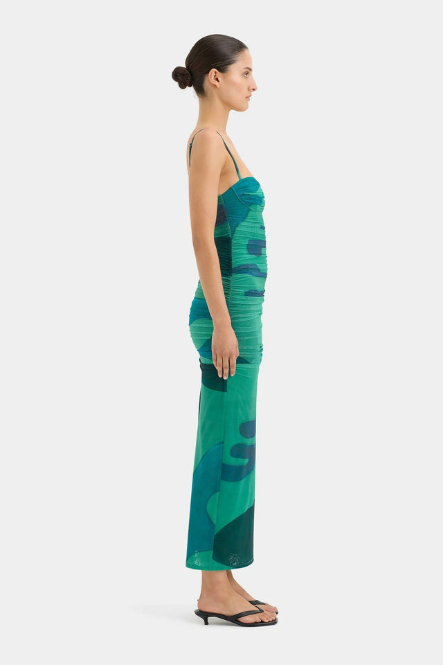 Sir the Label Frankie Gathered Midi Dress - 8 / Multi - Dresses