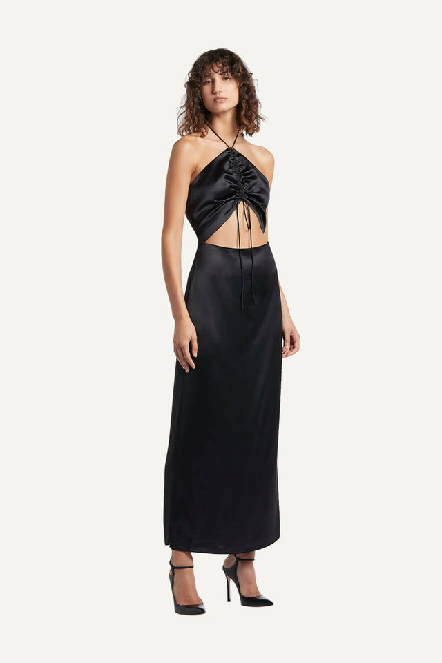 Sir The Label Houdini Silk Midi Dress - 10 / Black - Dresses