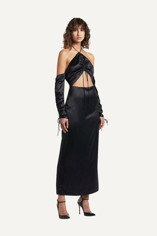 Sir The Label Houdini Silk Midi Dress - 8 / Black - Dresses