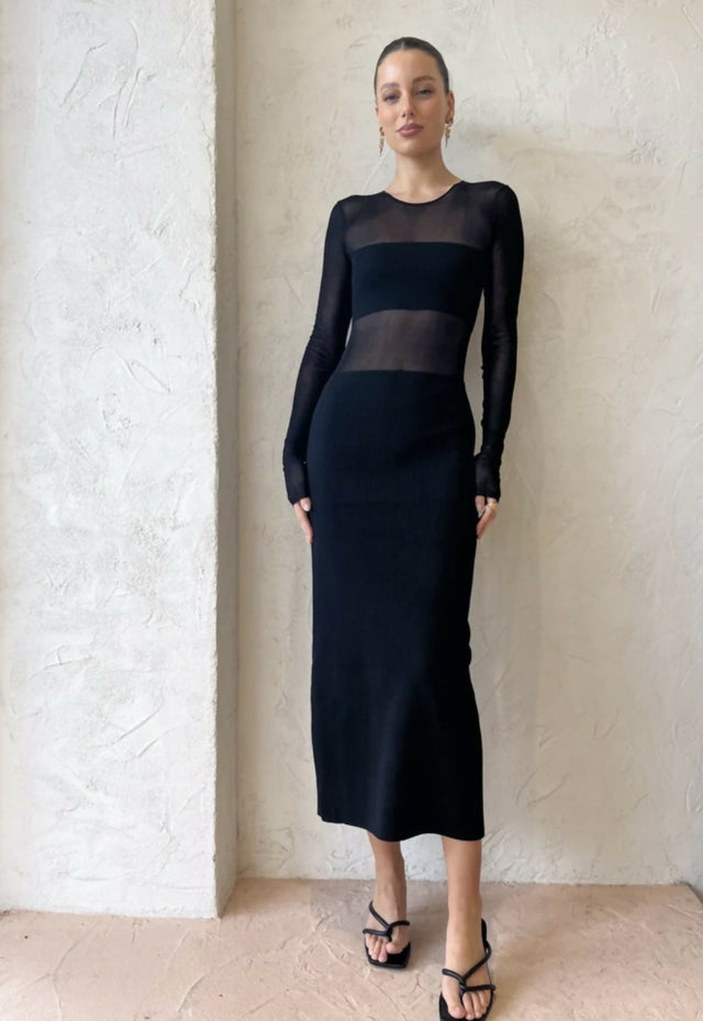Sir The Label Impermanence Splice Maxi Dress Black Size 10 - 10 / Black - Dresses