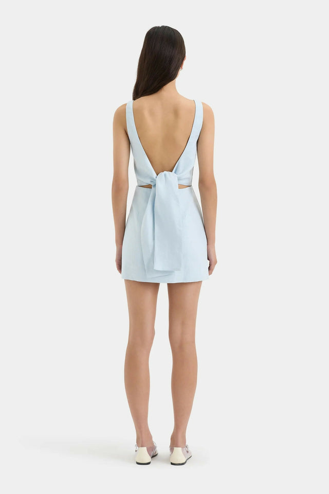 Sir The Label Iris Tie Mini Dress - 8 / Blue - Dresses