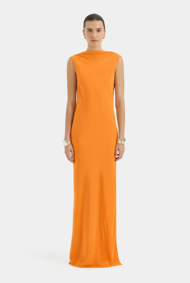 Sir The Label Isla Cowl Back Gown in Orange - Dresses