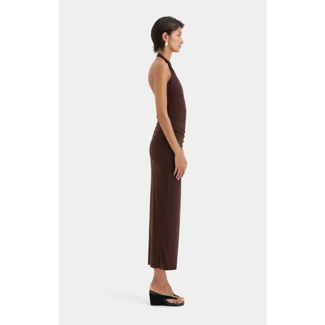 Sir The Label Jacques Knot Midi Dress Chocolate Size 8 - 8 / Brown - Dresses