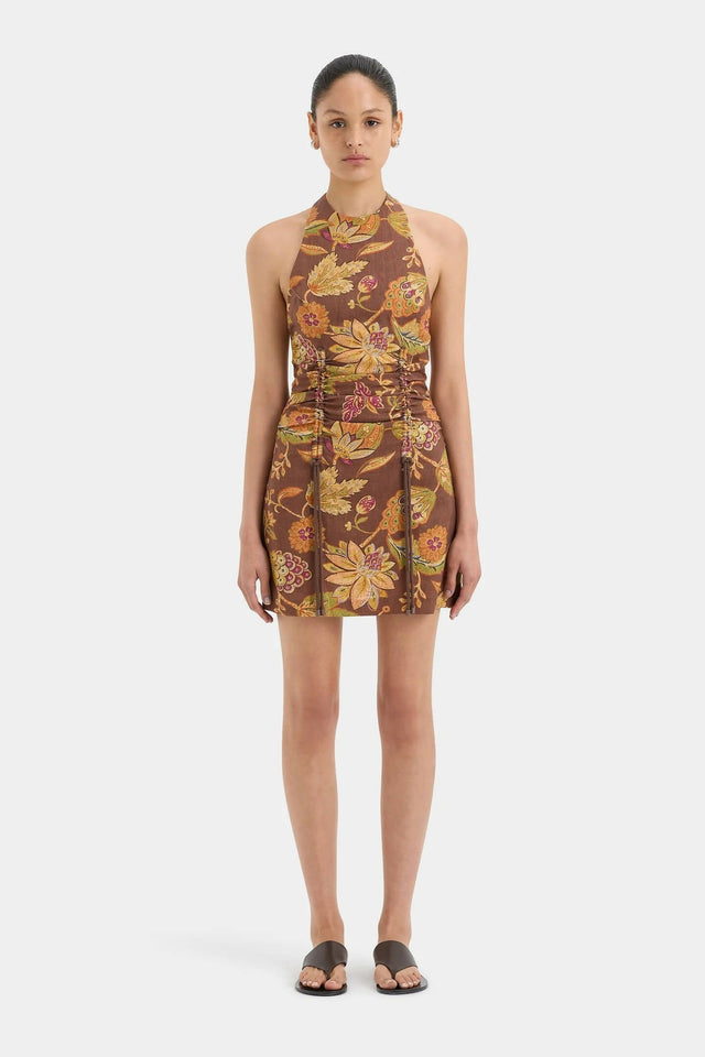Sir The Label Josefina Corded Halter Mini Dress - 8 / Print - Dresses