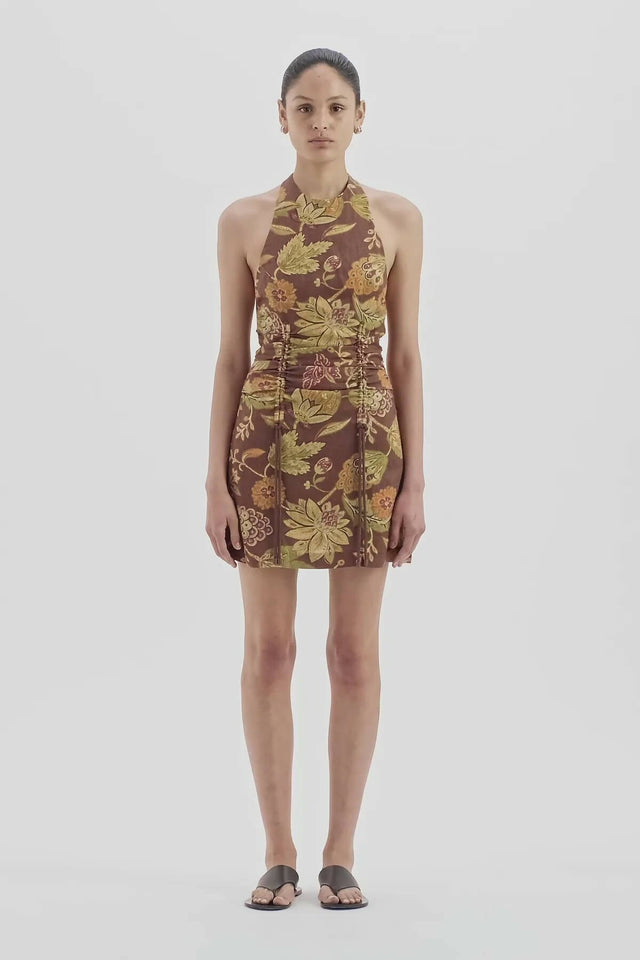 Sir The Label Josefina Corded Halter Mini Dress - 8 / Print - Dresses