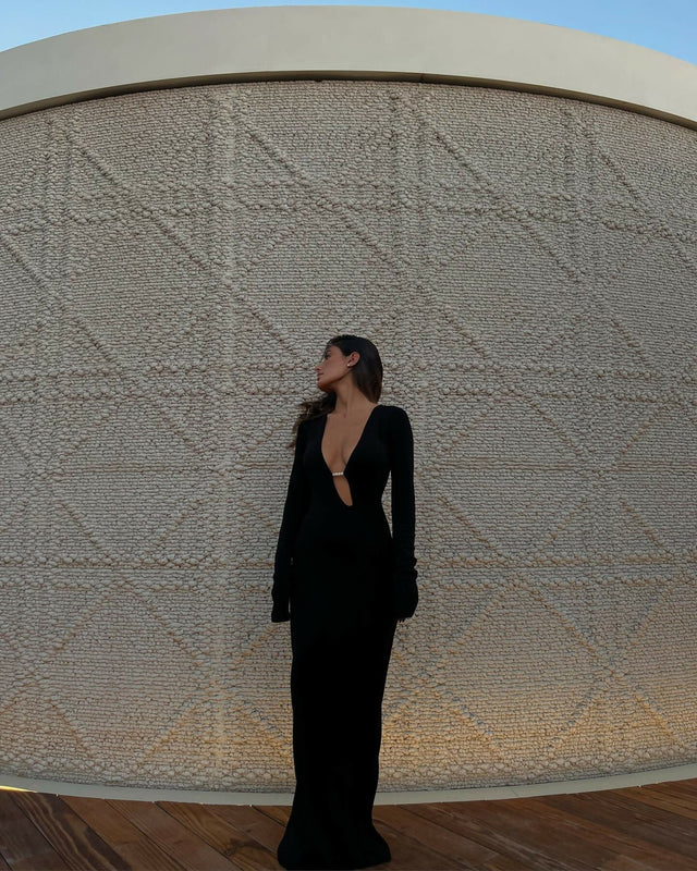Sir the Label Kinetic Beaded Long Sleeve Maxi Dress Black Size /AU 6 - 6 / Black - Dresses