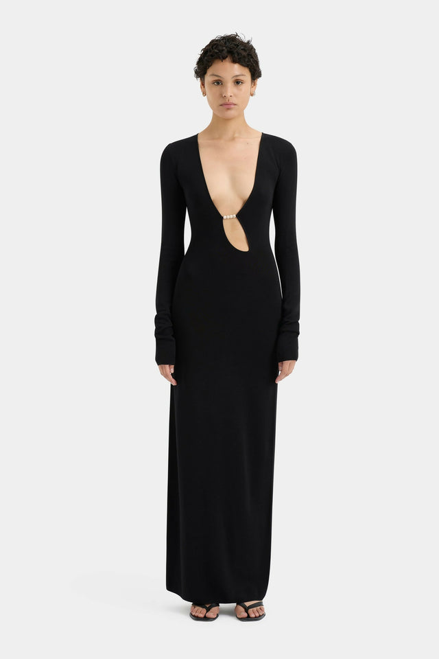 Sir the Label Kinetic Beaded Long Sleeve Maxi Dress Black Size /AU 6 - 6 / Black - Dresses