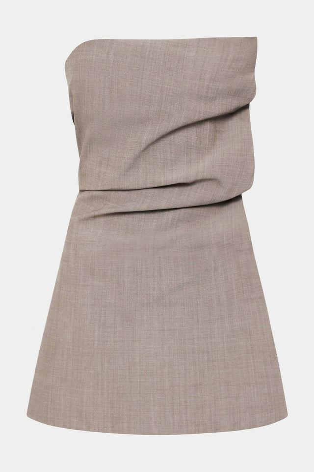 Sir The Label Leonardo Pleated Mini Dress in Taupe - Dresses