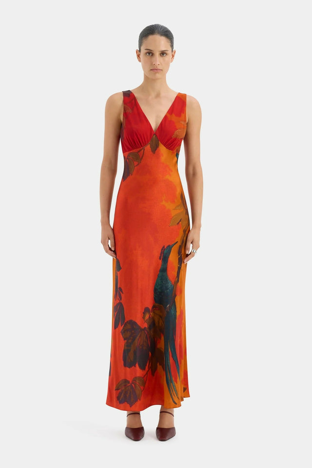 Sir the Label Lush V Neck Dress Wren Print Size AU 8 & 12 - Dresses