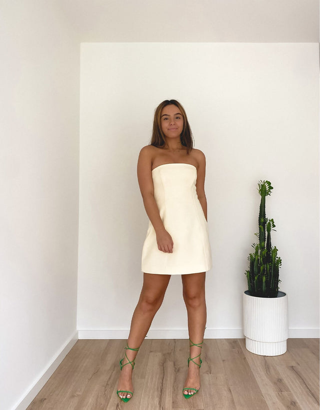 Sir The Label Marco Strapless Dress in Lemon Size 6 - 6 / Cream - Dresses