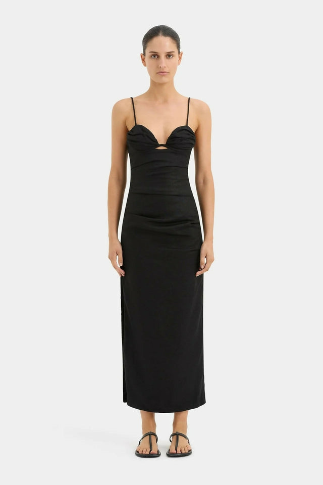 Sir The Label Noemi Balconette Midi Dress Black Size 6 - 6 / Black - Dresses