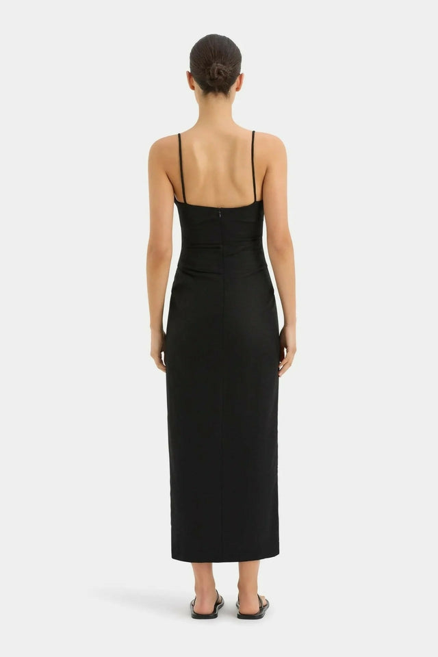 Sir The Label Noemi Balconette Midi Dress Black Size 6 - 6 / Black - Dresses