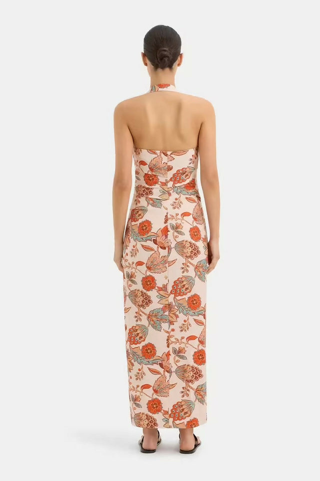 Sir The Label Noemi Halter Midi Dress Desert Wildflower Size 10 - 10 / Floral - Dresses