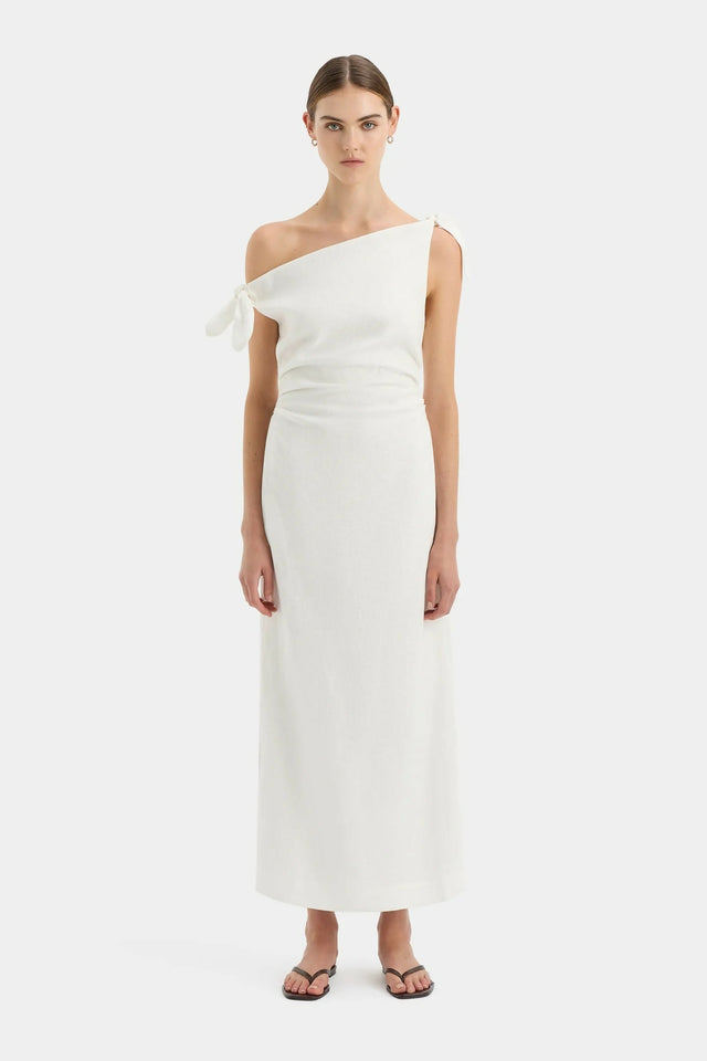 Sir The Label Off Shoulder Bettina Dress Size 12 - 10 / White - Dresses