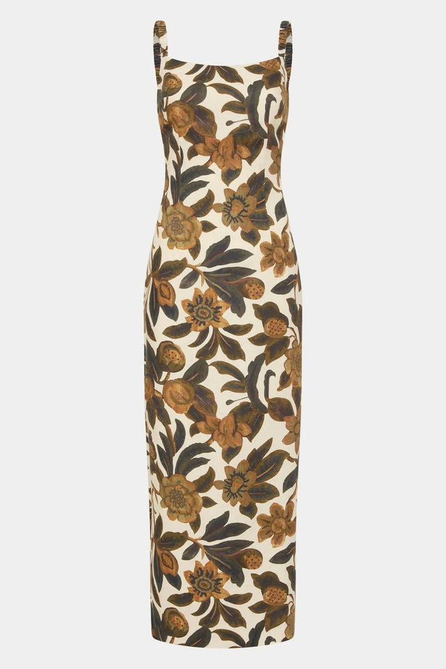 Sir the Label Primrose Ruched Midi Dress Ivory Tapestry Floral Size 2 (AU 10) - 10 / Floral - Dresses