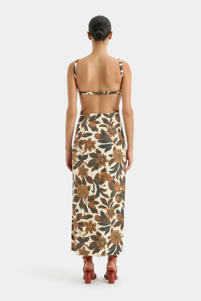 Sir the Label Primrose Ruched Midi Dress Ivory Tapestry Floral Size 2 (AU 10) - 10 / Floral - Dresses