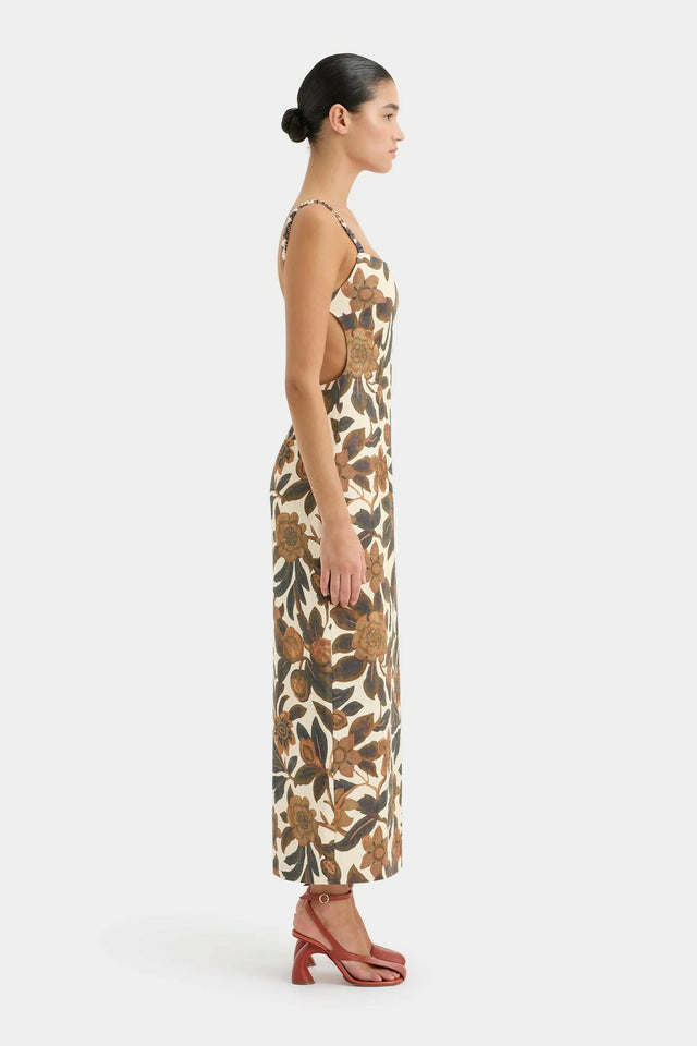 Sir the Label Primrose Ruched Midi Dress Ivory Tapestry Floral Size 2 (AU 10) - 10 / Floral - Dresses