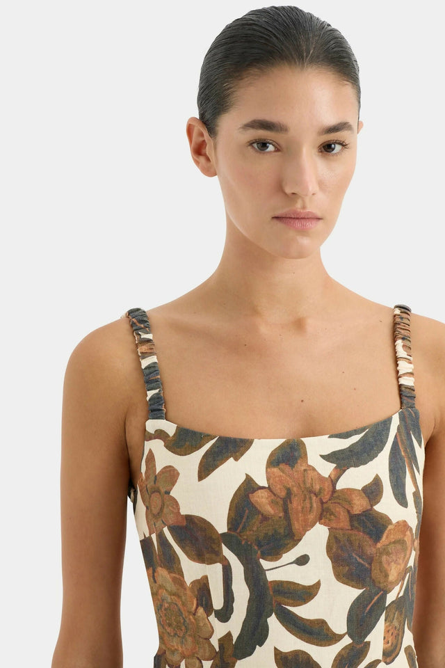 Sir the Label Primrose Ruched Midi Dress Ivory Tapestry Floral Size / AU 6 - 6 / Floral - Dresses