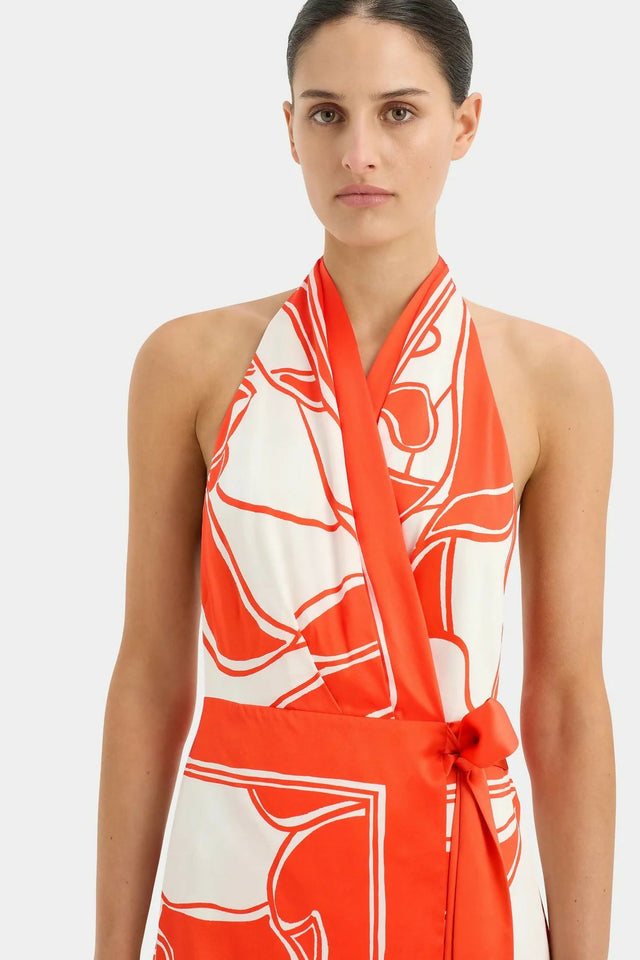 Sir The Label Ramona Halter Wrap Mini Dress Size 10 - 10 / Orange - Dresses