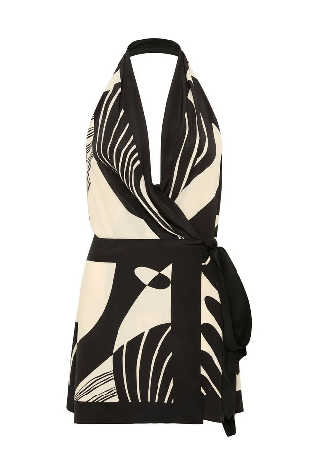 Sir The Label Realisme Wrap Halter Mini Dress Multi - Dresses