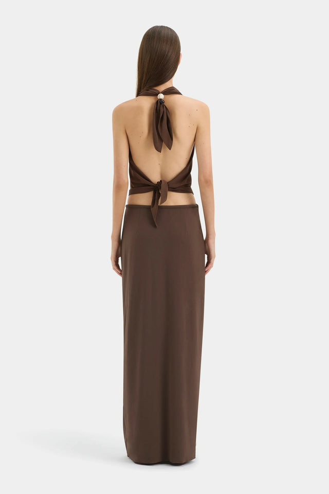Sir The Label Rioja Halter Scarf Top & Mattheo Midi Skirt Brown - 6 / Brown - Outfit Sets