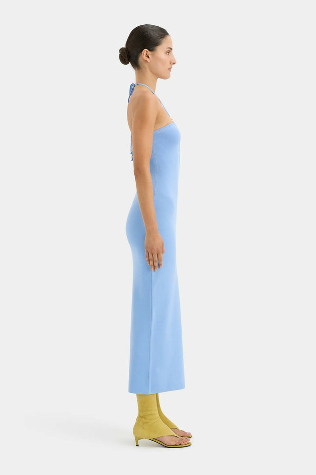 Sir The Label Salvador Beaded Halter Dress - 6 / Blue - Dresses