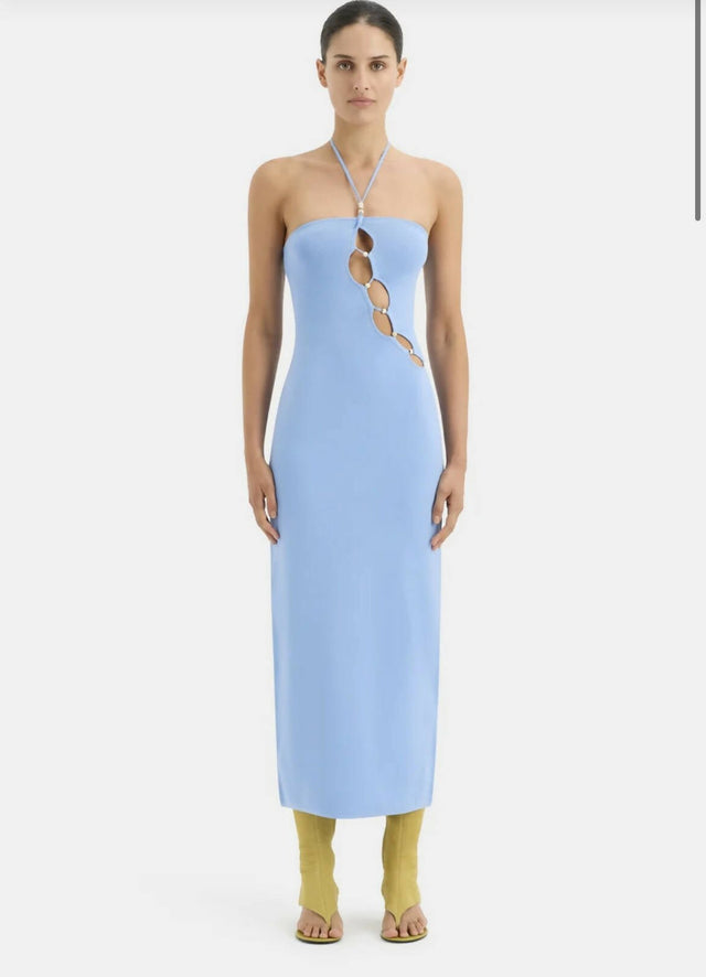 SIR - Sir The Label Salvador Cornflower Blue Beaded Halter Dress