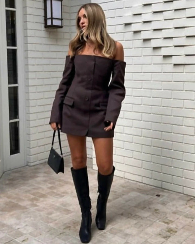 Sir The Label Sandrine Tailored Mini Dress - 4 / Brown - Dresses