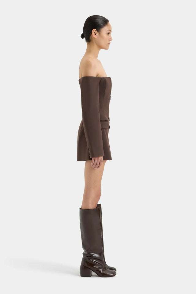 Sir The Label Sandrine Tailored Mini Dress - Brown - 8 / Brown - Dresses