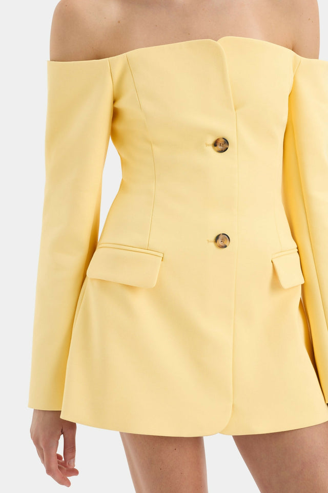 Sir The Label Sandrine Tailored Mini Dress in Lemon - Mini / Yellow - Dresses