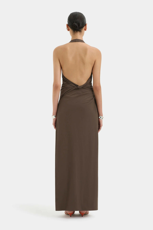 Sir The Label Sol Halter Gown in Mocha - Dresses