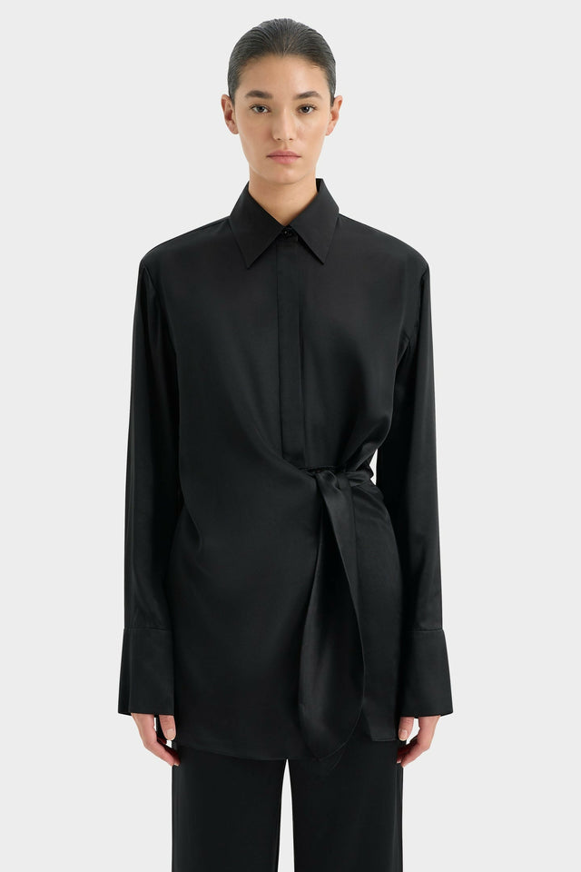 Sir The Label Sorrento Shirt Dress and Pant Set in Black - Outfit Sets
