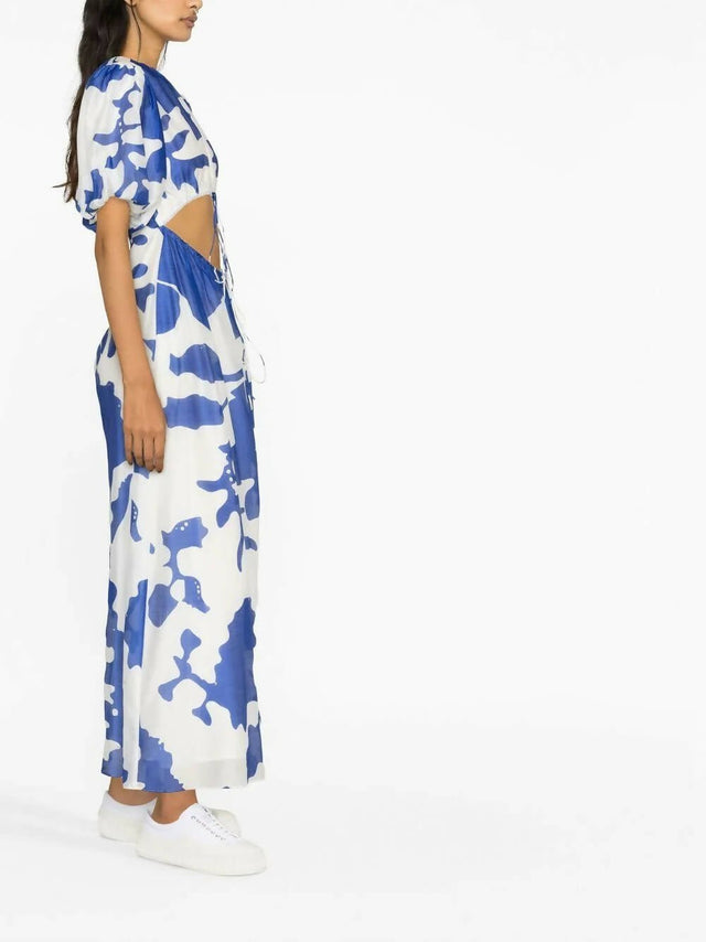 SIR - Sir The Label Vivi Puff Sleeve Maxi Dress in Merce Abstract Print