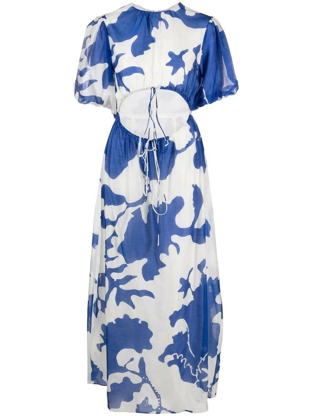 SIR - Sir The Label Vivi Puff Sleeve Maxi Dress in Merce Abstract Print