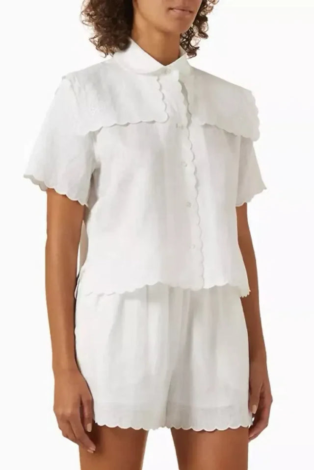 Oroton Handkerchief Shirt and Short Set White 8