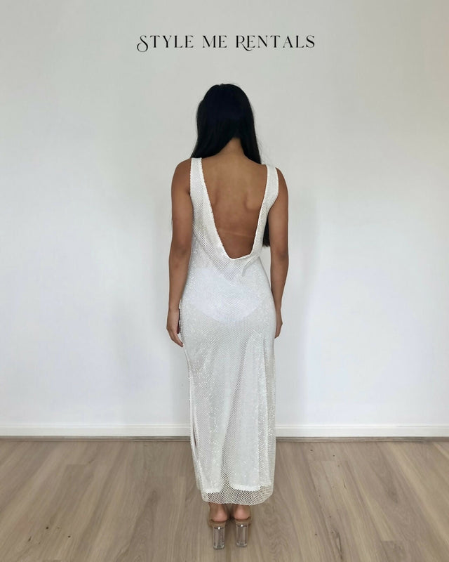 SLA the Label Gigi Diamanté Midi Dress White - Dresses