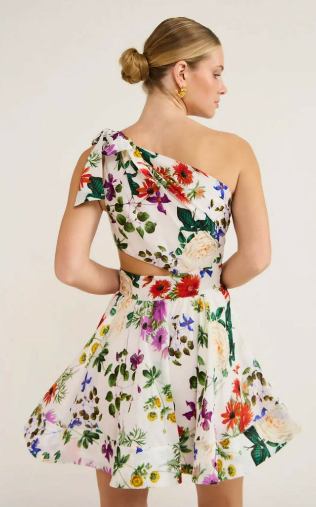 Sofia The Label Birdie One Shoulder Mini Dress In Enchanted Floral Size 6 8 - Dresses