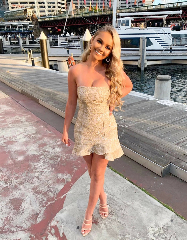 Sofia the Label Radiant Mini Dress - 8 / Brown - Dresses