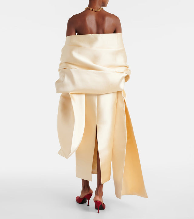 Solace London Renee Caped Gown - 4 / Yellow - Dresses