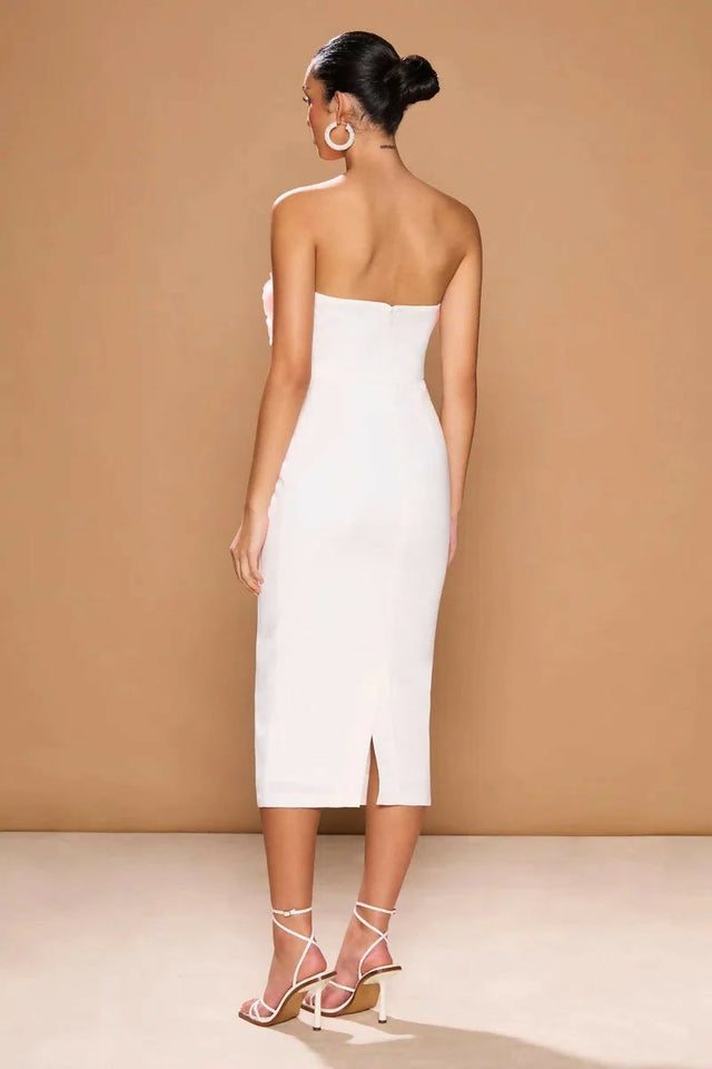 Sonya Moda Flower Petal Midi Dress Rosa/White Peluche Size 10 - 10 / Multi - Dresses