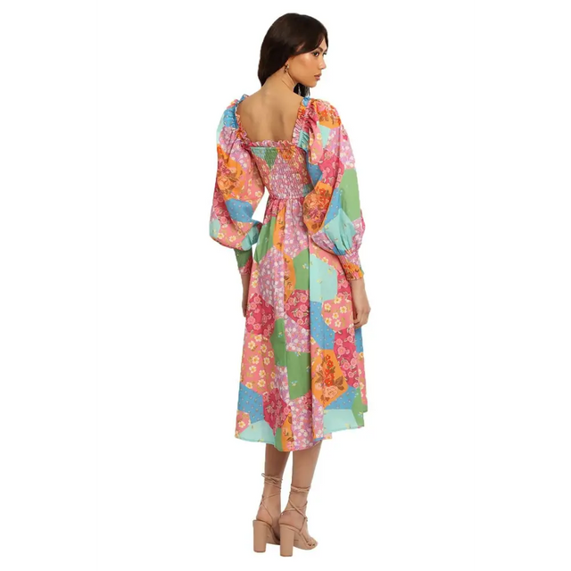 Spell Freda Shirred Midi Dress Lolly Size XS / AU 6 - 6 / Multi - Dresses