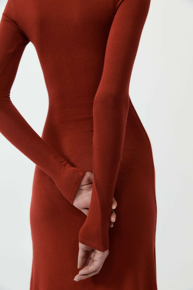 St Agni Rouge Jersey Long Sleeve Dress - 6 / Red - Dresses
